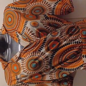 Umgee Vibrant Patterned Wrapped Dress, Size Large